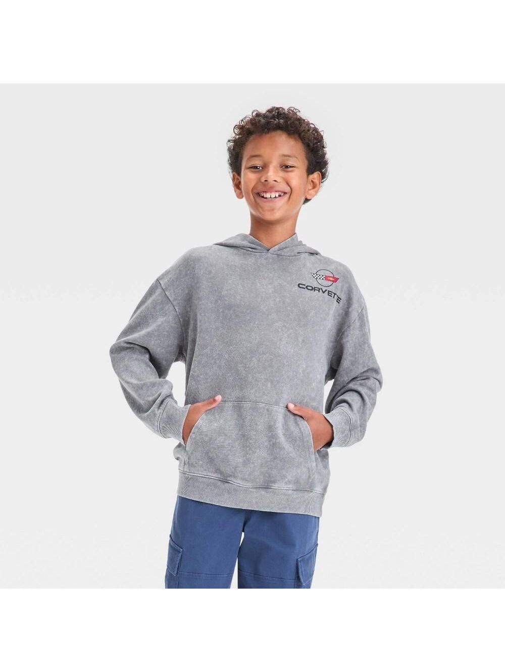 Boys' Corvette Oversized Hooded Sweatshirt - Art Class™ Gray XXL